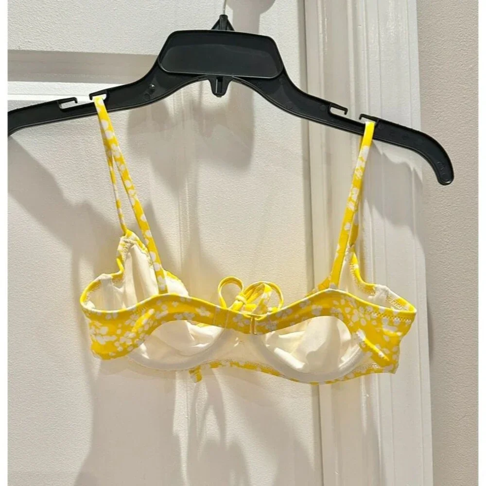 Aerie Yellow Floral Bikini Top